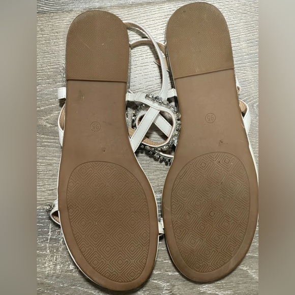 Women's Casual Dresssy Low Wedge Summer Shoes Cute Strappy Rhinestone Size 9.5 - Picture 3 of 5